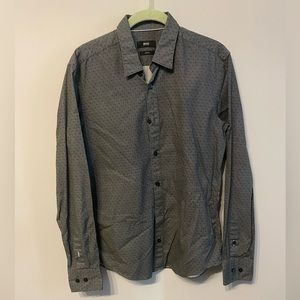 Mens Hugo Boss Slim Fit Gray Button Down, Size M